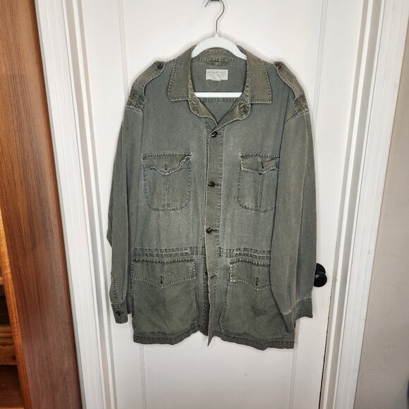 Banana Republic Military Field Jacket Mens XL Army Green Y2K Safari Utility - Picture 1 of 8